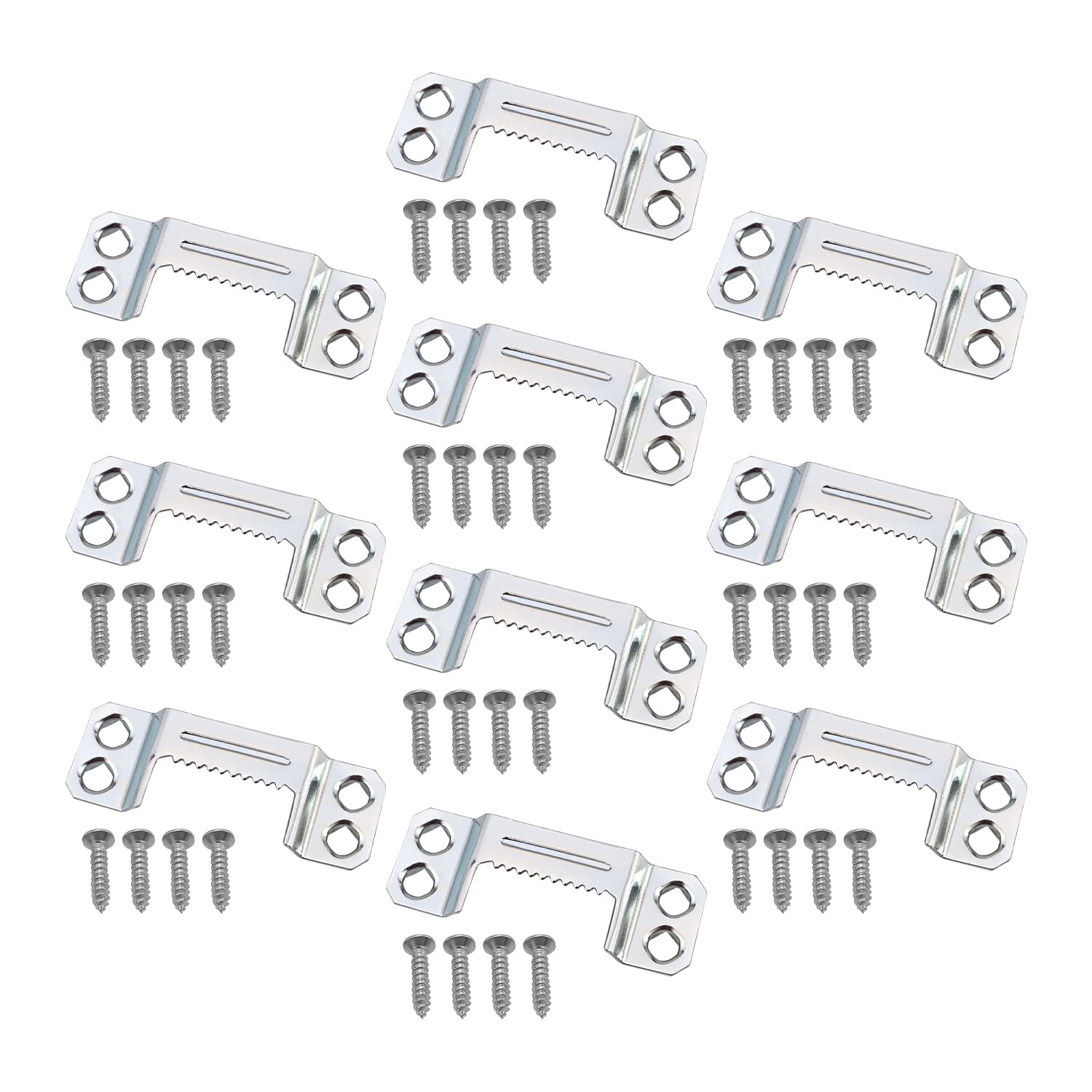 MroMax 100PCS Sawtooth Picture Hangers Iron Picture Hangers 1.69" x 0.63" 4-Hole Picture Frames Hangers for Hanging Clock Paintings Artwork Picture Frame Hook Photos Silver