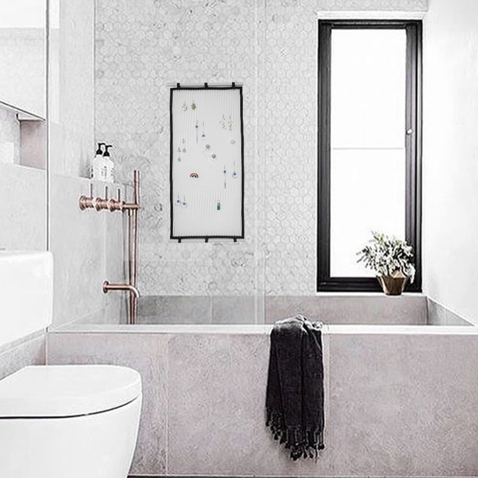 Wnvivi Wall Hanging Earrings Jewelry Rack,Mesh Cloth Earrings Display Holder,Hanging Ornament Storage Collection Rack for Home Bathroom