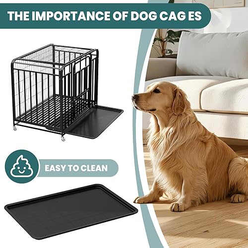 Miniatura 6 de 42 Inch Easy Clean Dog Crate, Escape-Proof Indoor Kennel with Removable Divider, Lockable Wheels & Double Door Entry