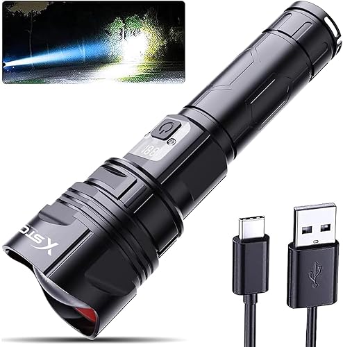 Linterna LED - 900,000LM XHP70 linternas de alto lúmenes recargables, linterna súper brillante, potentes linternas impermeables, linternas