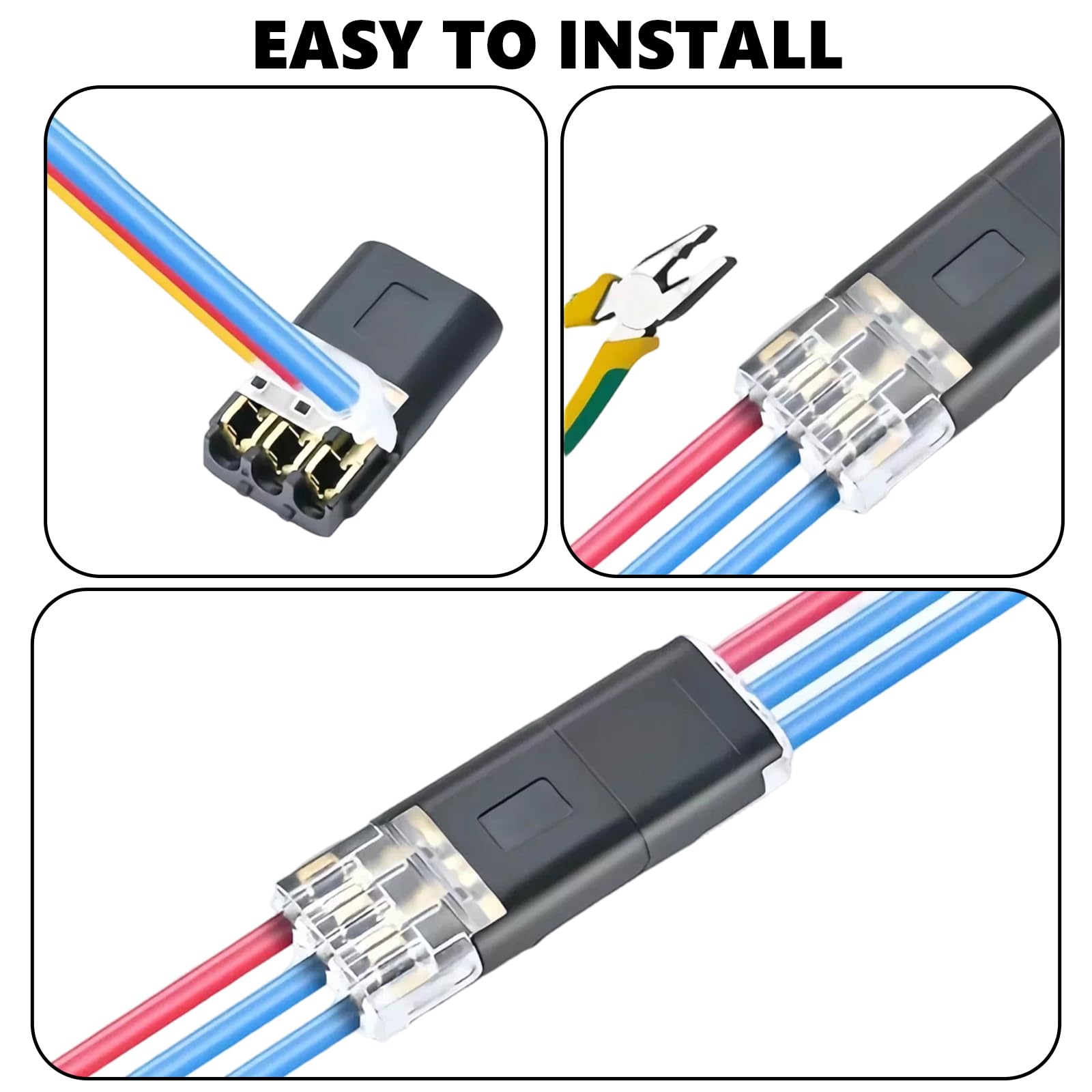20 Pezzi Connettore, Connettori Cavo 3 Pin, Connettori Elettrici Rapidi, per Fili 18-22 AWG, Terminali Elettrici LED, Auto, Bassa Tensione