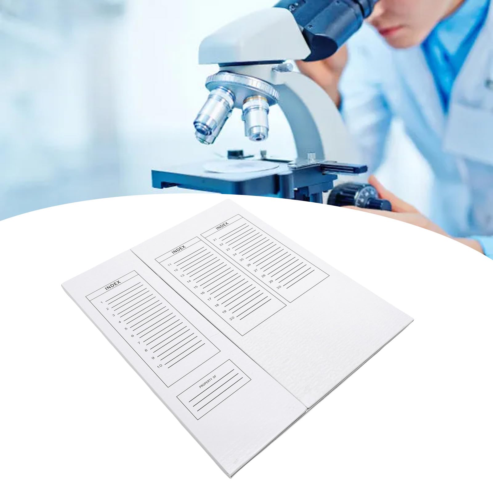 Ausla Bandeja de Almacenamiento de Diapositivas de Microscopio, Cartón Plegable, 30 Diapositivas de Capacidad, Ranuras Numeradas 7.8x2.6cm/3.1x1in Cada Tamaño de Ranura