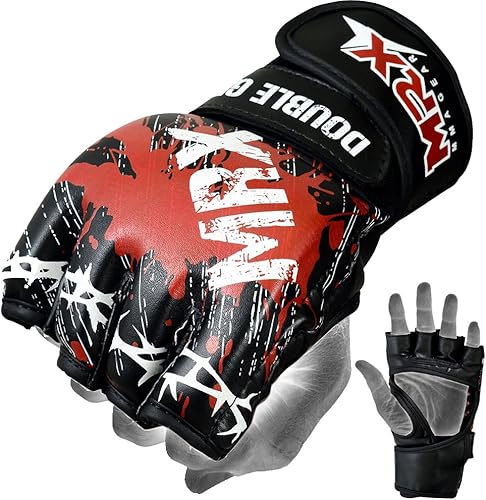 MRX MMA Guantes de agarre Cage Fighting Sparring Guantes de cuero Entrenamiento Serie de sangre