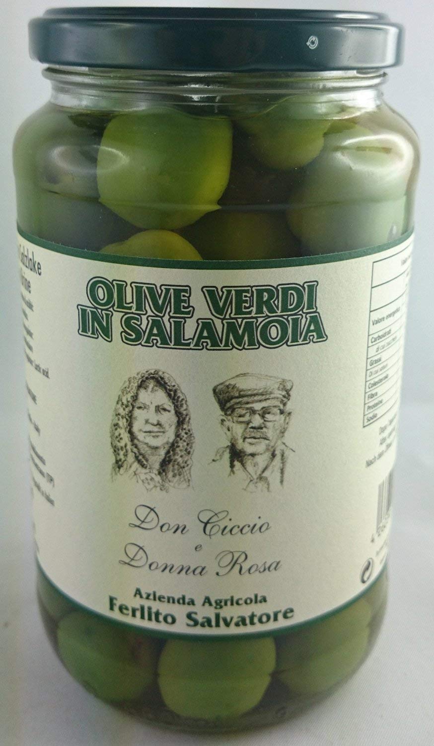 1650 ml Grüne Oliven in Salzlake / Salamoia - Abtropfgewicht 1000g