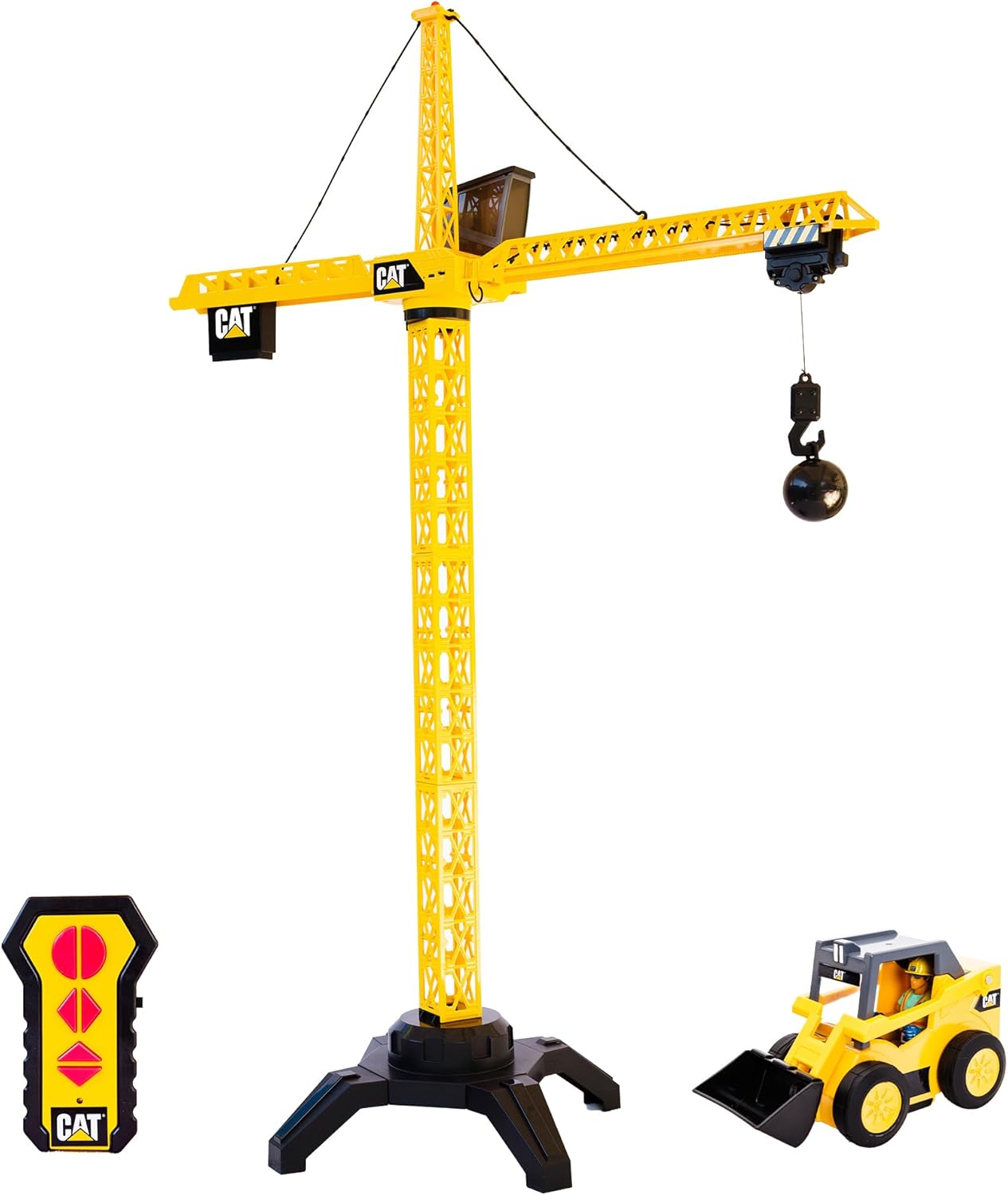 Assembled CAT Construction Workforce Jumbo Tower Crane with remote control and skid steer.