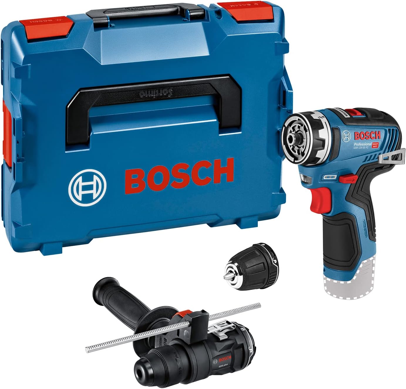 Bosch Professional 12V System GSR 12V-35 FC - Atornillador a batería (35 Nm, 2 cabezales FlexiClick, en L-BOXX)