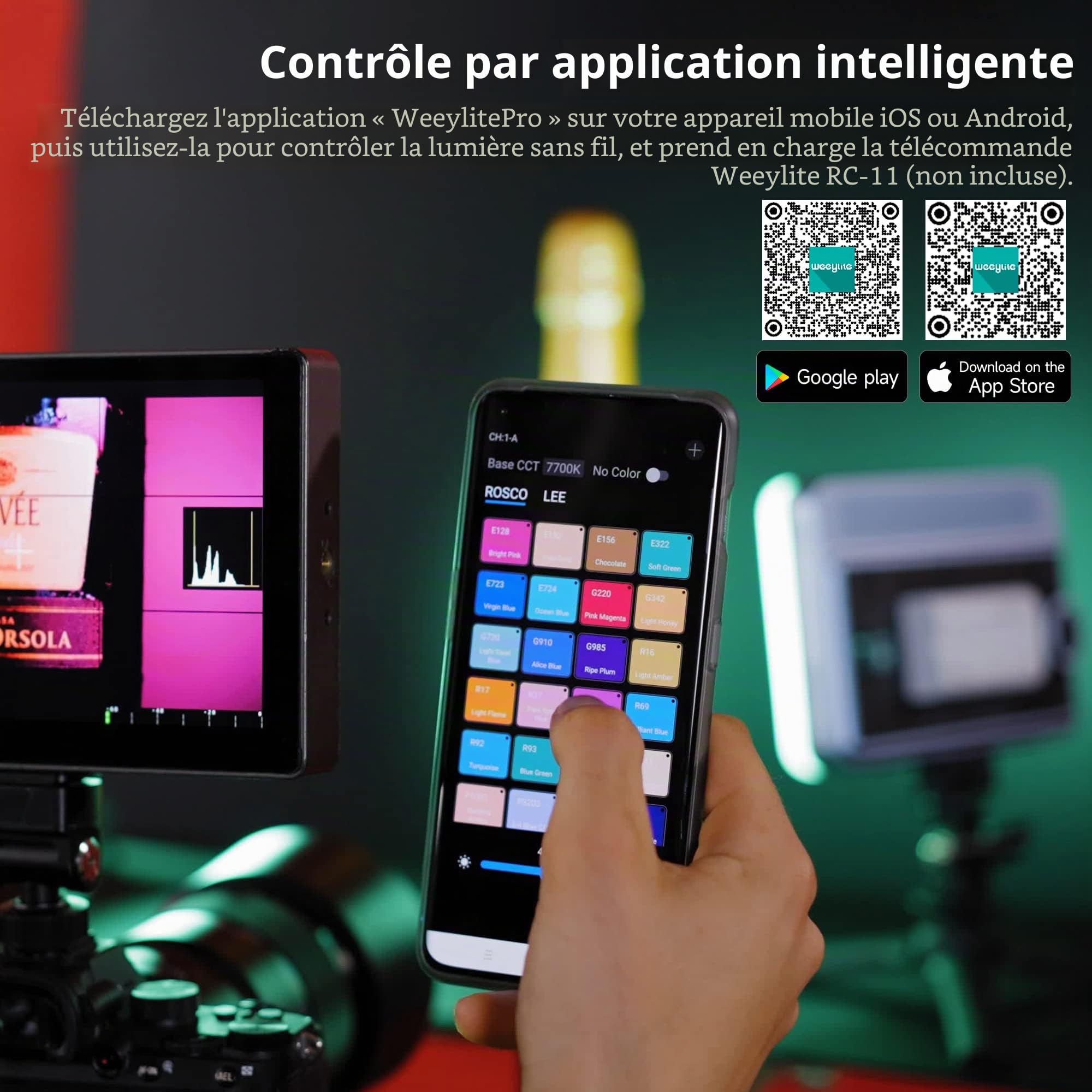 VILTROX 15C Lampe vidéo LED RVB avec contrôle APP Panneau Lumineux de caméra 0-360 Couleur CRI95 + 2800-6800K, 26 scènes Lumineuses avec Batterie NP-F550 pour caméscope DSLR Youtube Vlog
