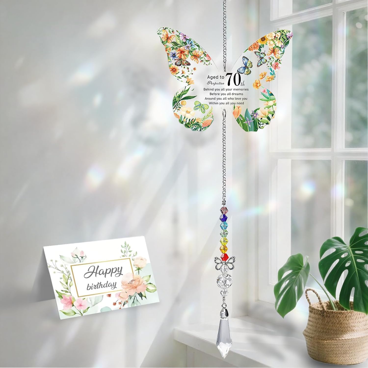 60th 70th 80th Birthday Gifts for Women - Butterfly Acrylic Suncatcher | Perfect 70th Decorations for Mum, Sister, Wife & Friends | Unique 1955