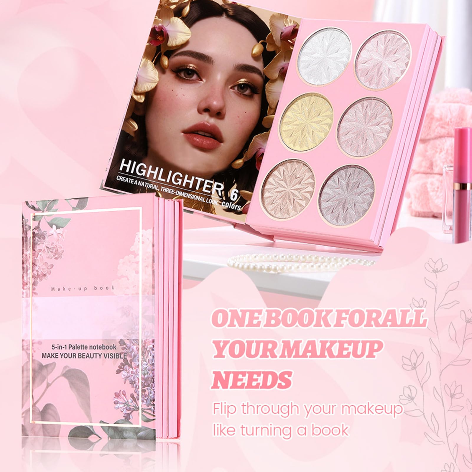 Per Il Trucco Con Glitter Illuminante a 6 Colori | Palette di Glitter a 24 Colori in Stile Libro per Donne e Ragazze per Appuntamenti, Feste, Uso Quotidiano, Palco e