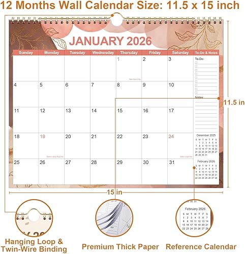 Miniatura 3 de Calendario 2026  Calendario de pared 2026 de enero de 2026 a diciembre de 2026, calendarios de 12 meses con papel grueso, 11 x 14.5 pulgadas, hoja