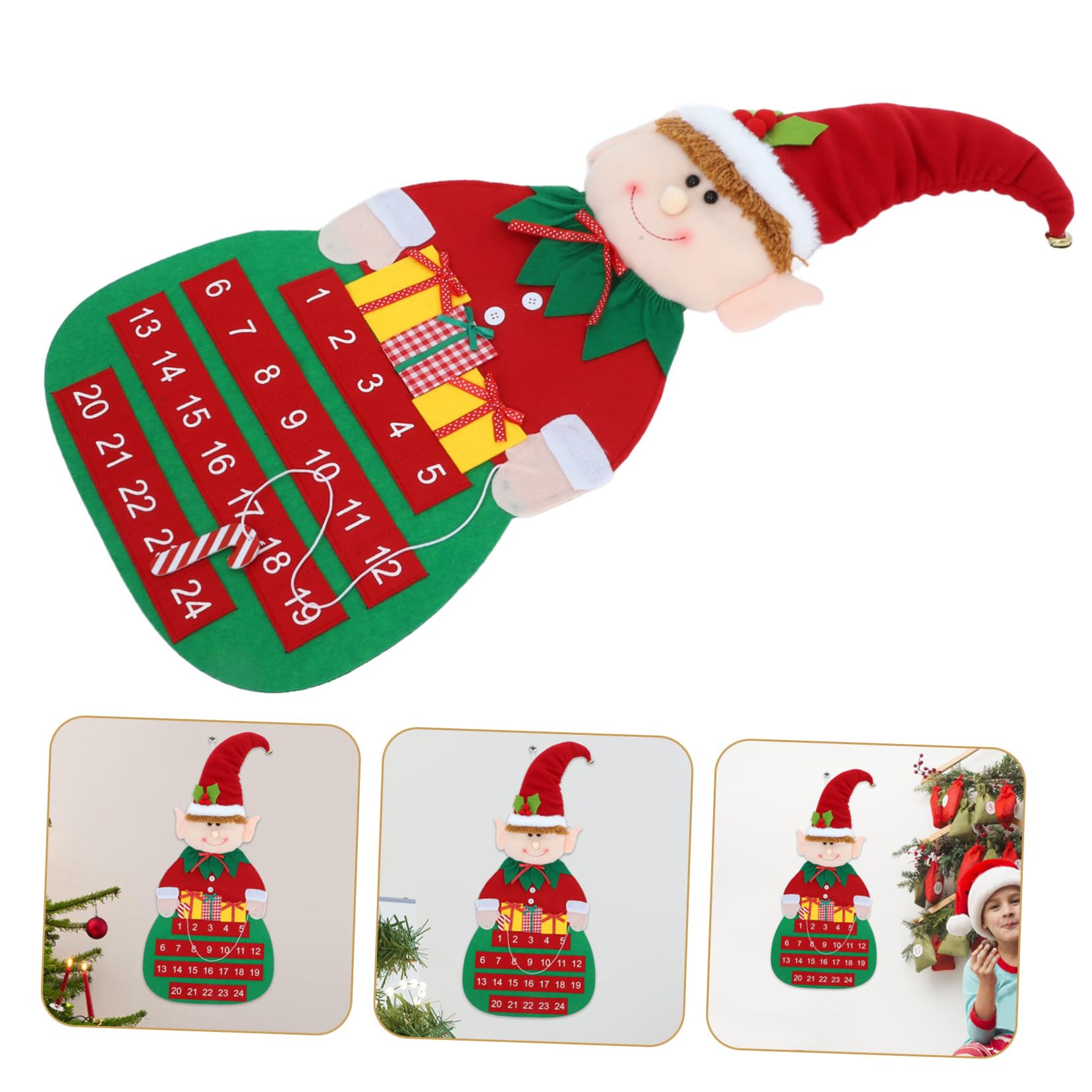 NUOBESTY Weihnachts Countdown Kalender aus Filz Adventskalender für Wand oder Tür mit Taschen zum Zählen der Tage Robust und Wiederverwendbar Einfache Anbringung für Weihnachtsdeko