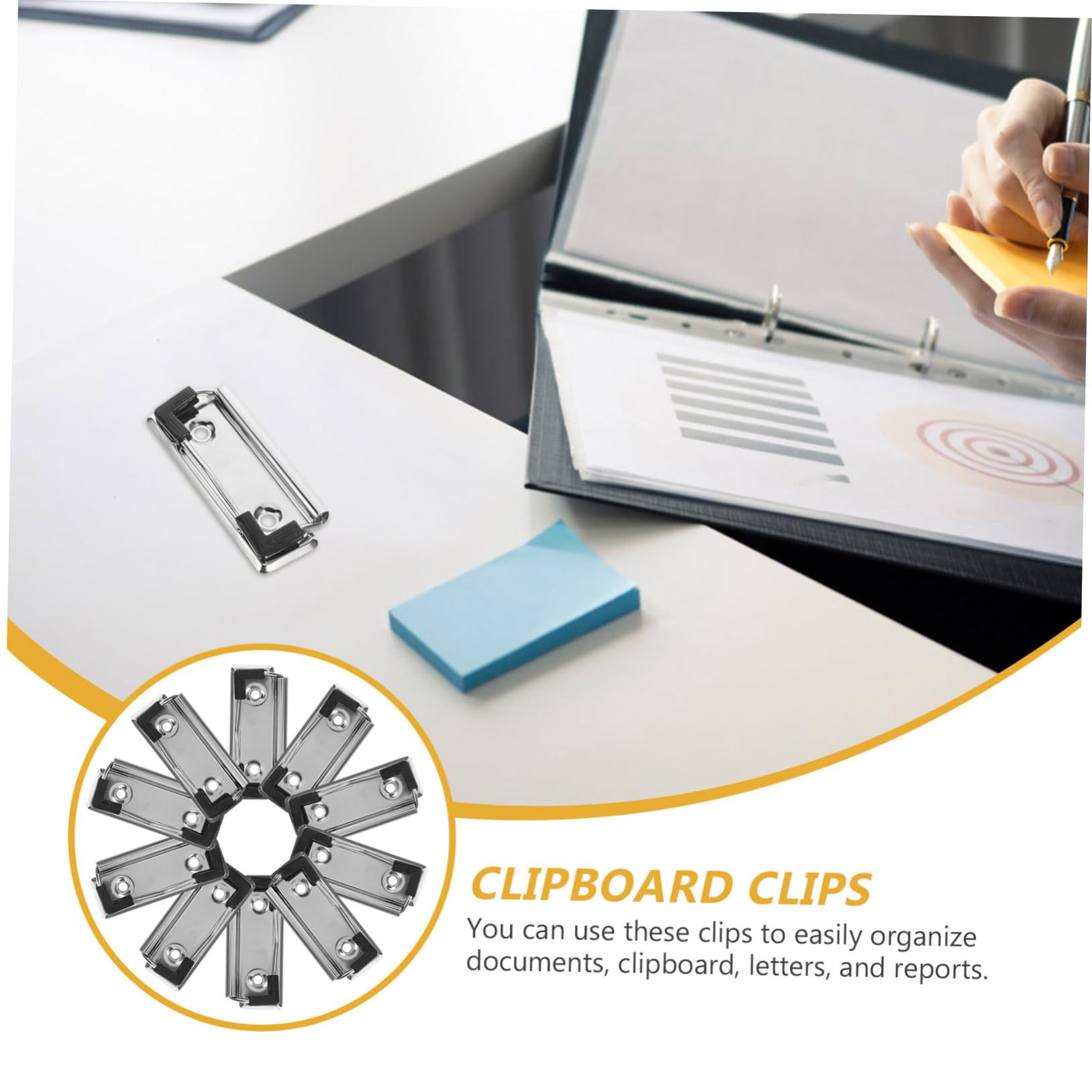5 Juegos Titular De La Almohadilla De Escritura Carpeta De Almacenamiento Del Portapapeles Abrazaderas De Clips De Papel Tableros De Clip Mini Portapapeles Metal Silver 10 Uds * 5