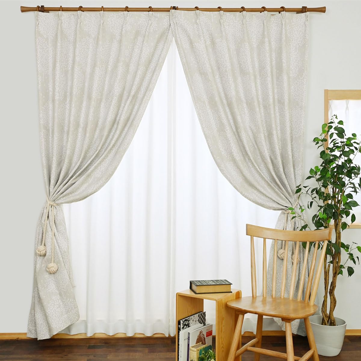 カーテン 1セット限定 レース付き遮光カーテン ベージュ 立体感 高級レース カーテン 1セット限定 レース付き遮光カーテン ベージュ 立体感 高級レース