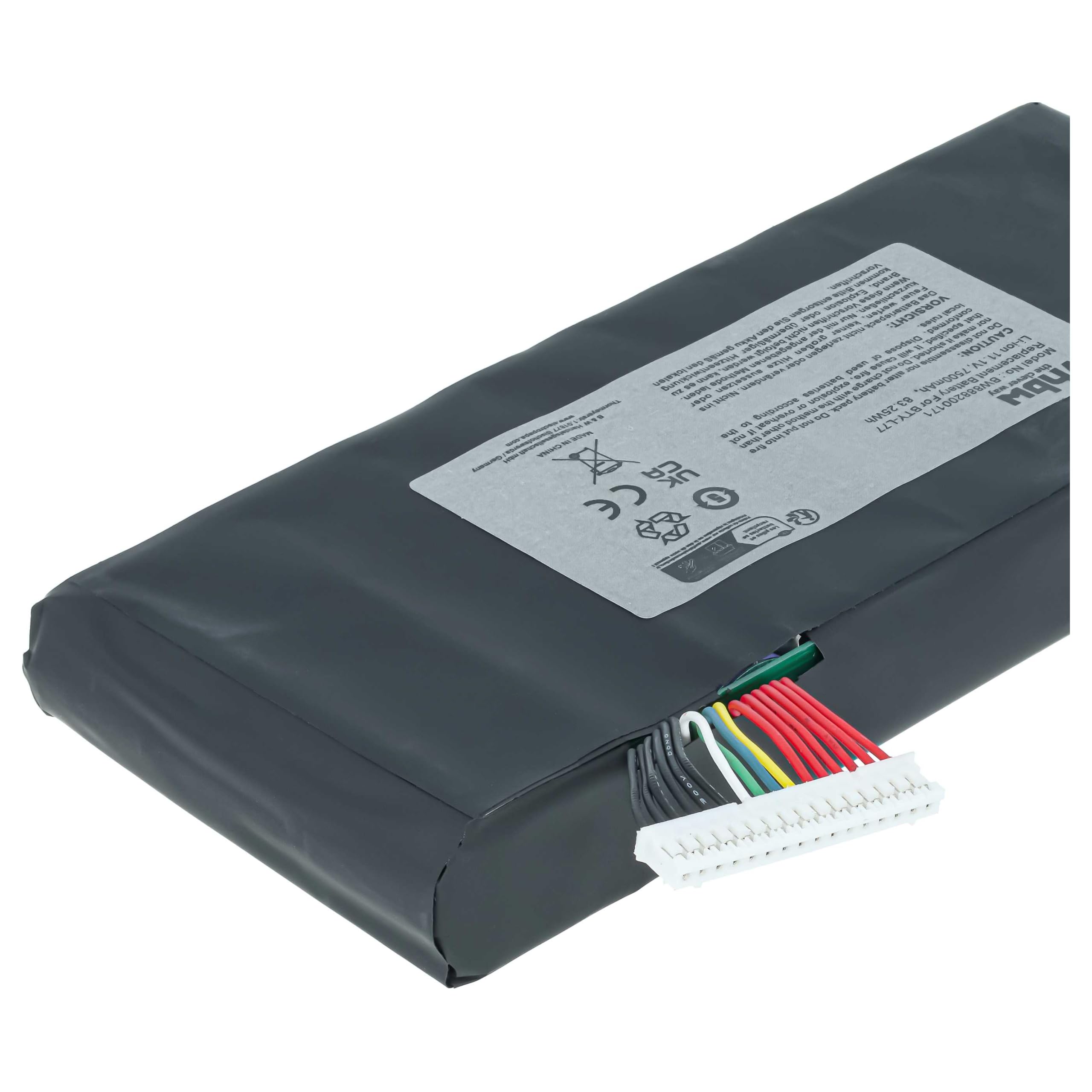 vhbw Batería reemplaza MSI BTY-L77, MS-1784 para Notebook (7500 mAh, 11,1 V, Li-Ion)