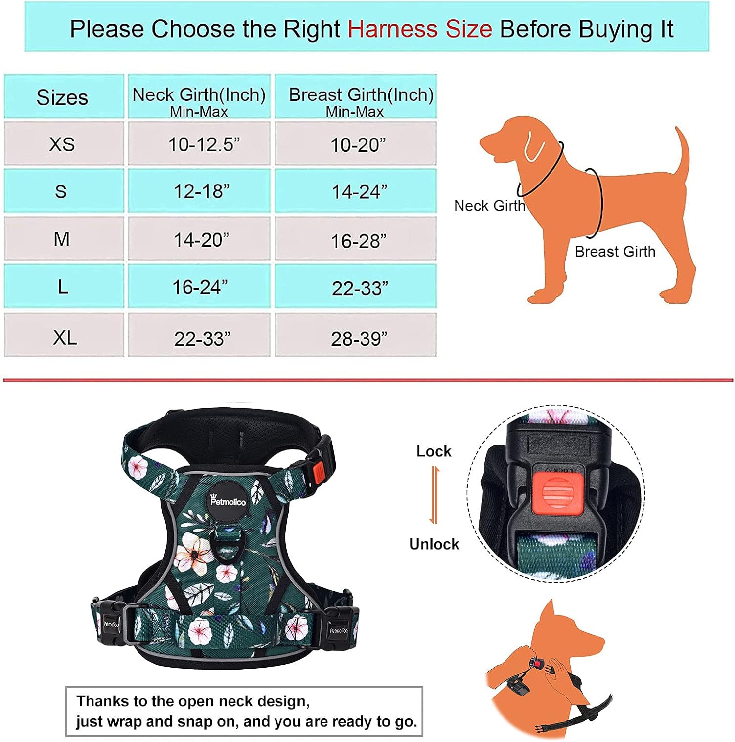 Petmolico No Pull Dog Harness Set including Leash Attachment Easy Control Handle Reflective Harness Vest Small Breed - Image 3