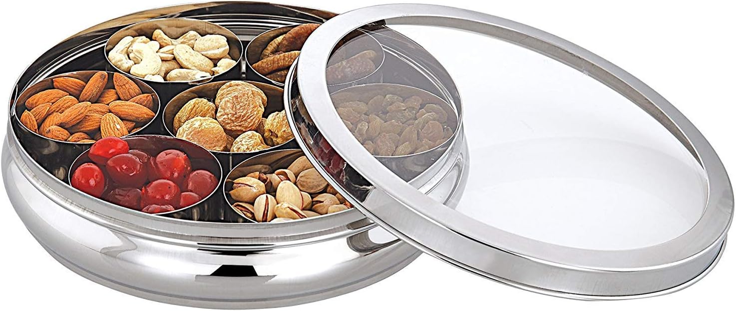 Stainless Steel Spice Box,Spice Container Box,Masala Dabba,Spice Container with transparent lid for kitchen ,Valentine Day Gifts