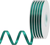 Vista 158 de Cinta de satén rosa polvoriento de doble cara, 3/8 pulgadas x 50 yardas, cintas de poliéster rosa polvoriento para envolver regalos, cinta de tela