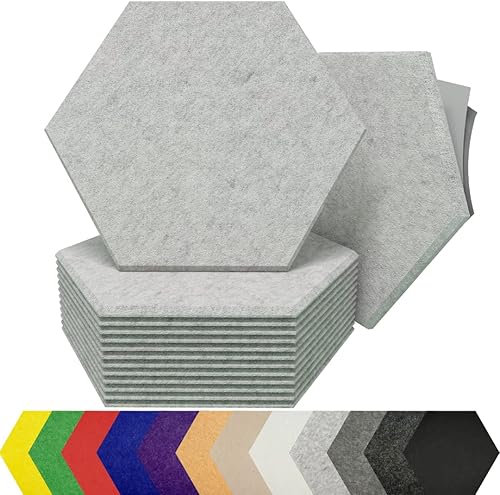 Paneles acústicos hexagonales para amortiguación de sonido, paquete de 12 paneles autoadhesivos de absorción de sonido, tratamiento acústico