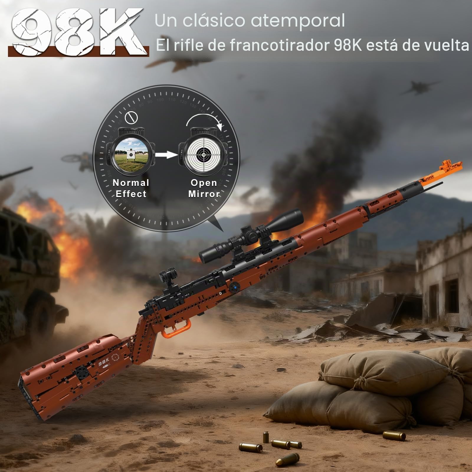 Sosuy Kar98k Fusil Bloques de Construcción, Pistola Armas Modelo Realista Disparable DIY 1025 Piezas para Adultos y Adolescentes 8+, Colección Militar para Aficionados, Regalo para Hombres y Niños