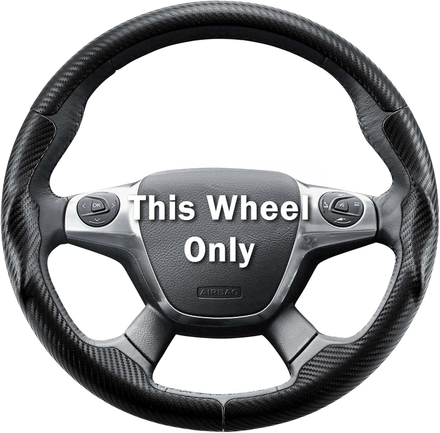 Steering Wheel Cover for Ford Escape 2013-2016/ Focus 2012-2014/ C-MAX 2013-2018, Car Steering Wheel Cover Accessories Protector for Ford (Matte Black)