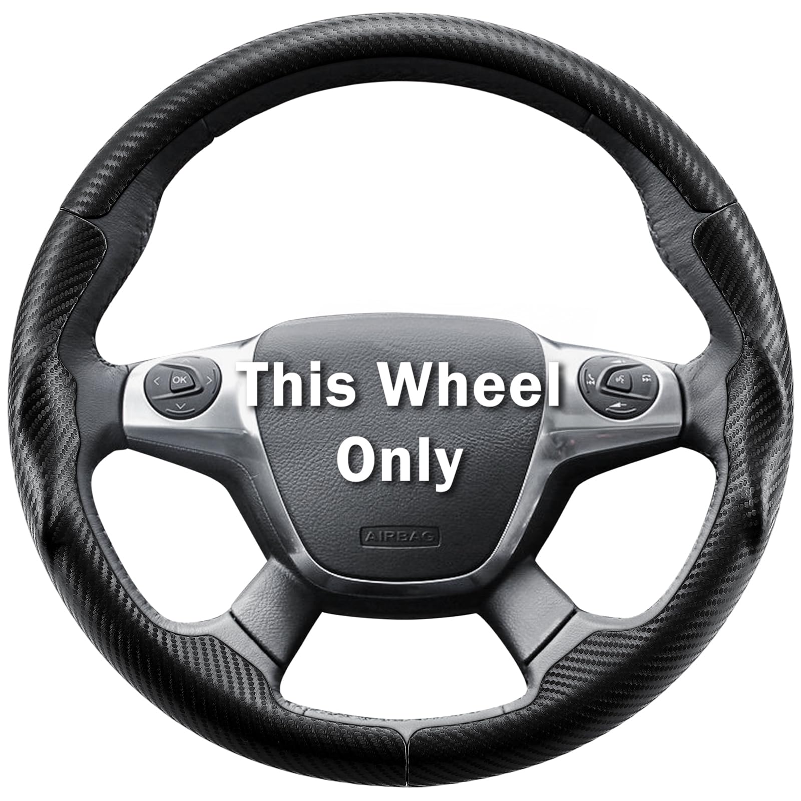 Photo 1 of Steering Wheel Cover for Ford Escape 2013-2016/ Focus 2012-2014/ C-MAX 2013-2018, Car Steering Wheel Cover Accessories Protector for Ford (Matte Black)