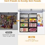 NADAMOO Freezer Organizer Bins, 3 Pack Large Expandable Stackable Chest Freezer Containers with Handle, Metal Adjustable Storage Baskets for Fridge, Deep Freezer, Cabinet, Kitchen, Pantry - Black