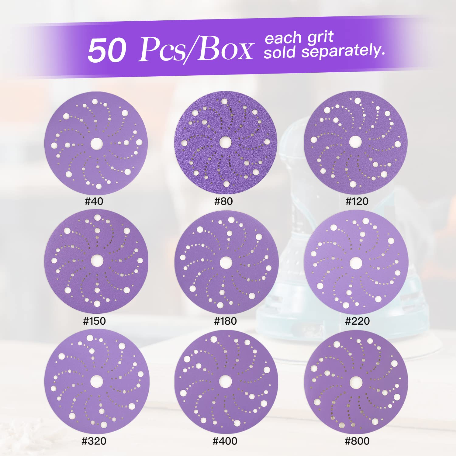 FASTPLUS 150mm Sanding Discs,25PCS Ceramic Orbital Sander Discs - Image 3