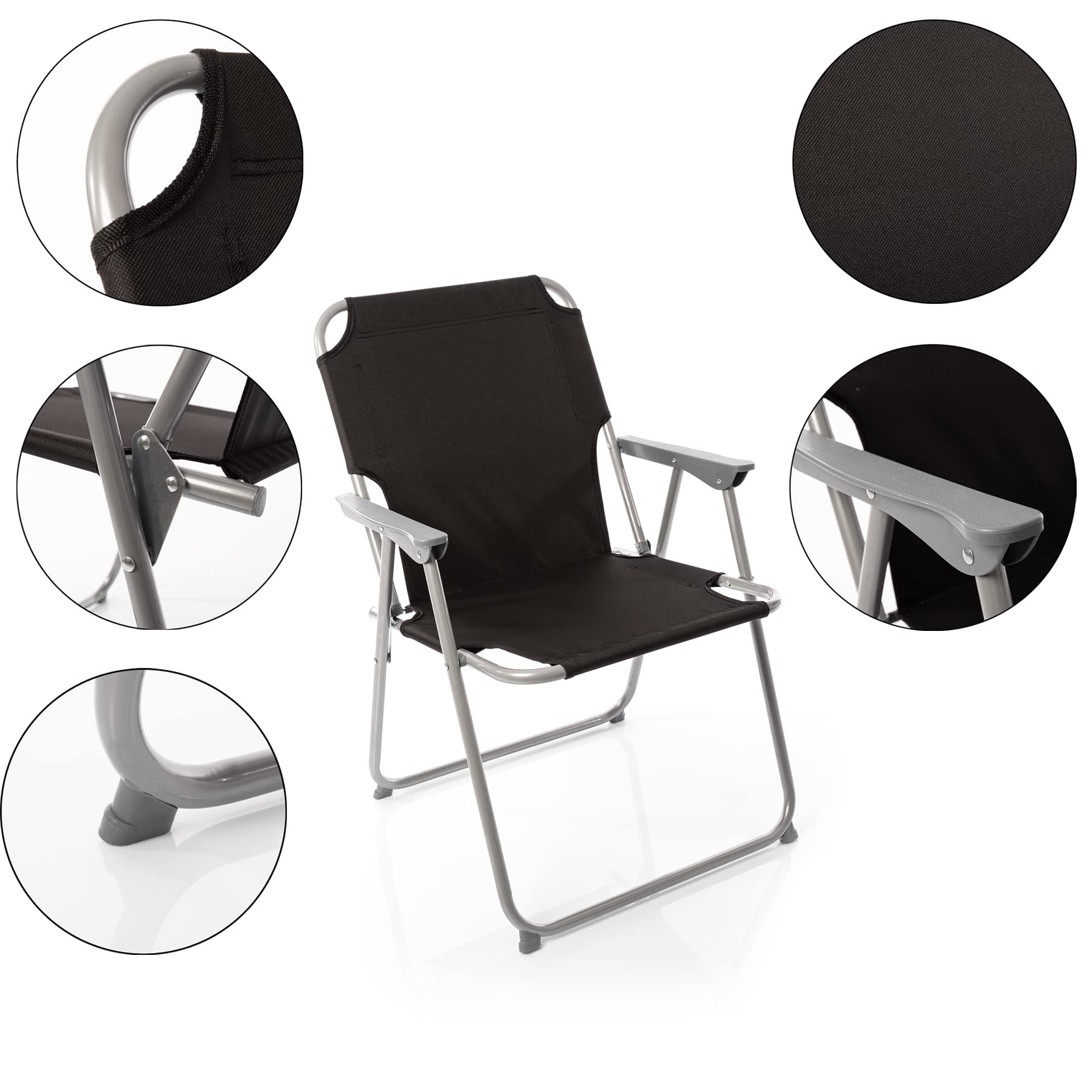 BigDean Lot de 2 chaises Pliantes Noires de Camping Robustes jusqu'à 120 kg