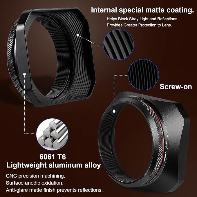 Haoge anillo adaptador con parasol metalico 49mm negro miniatura 5