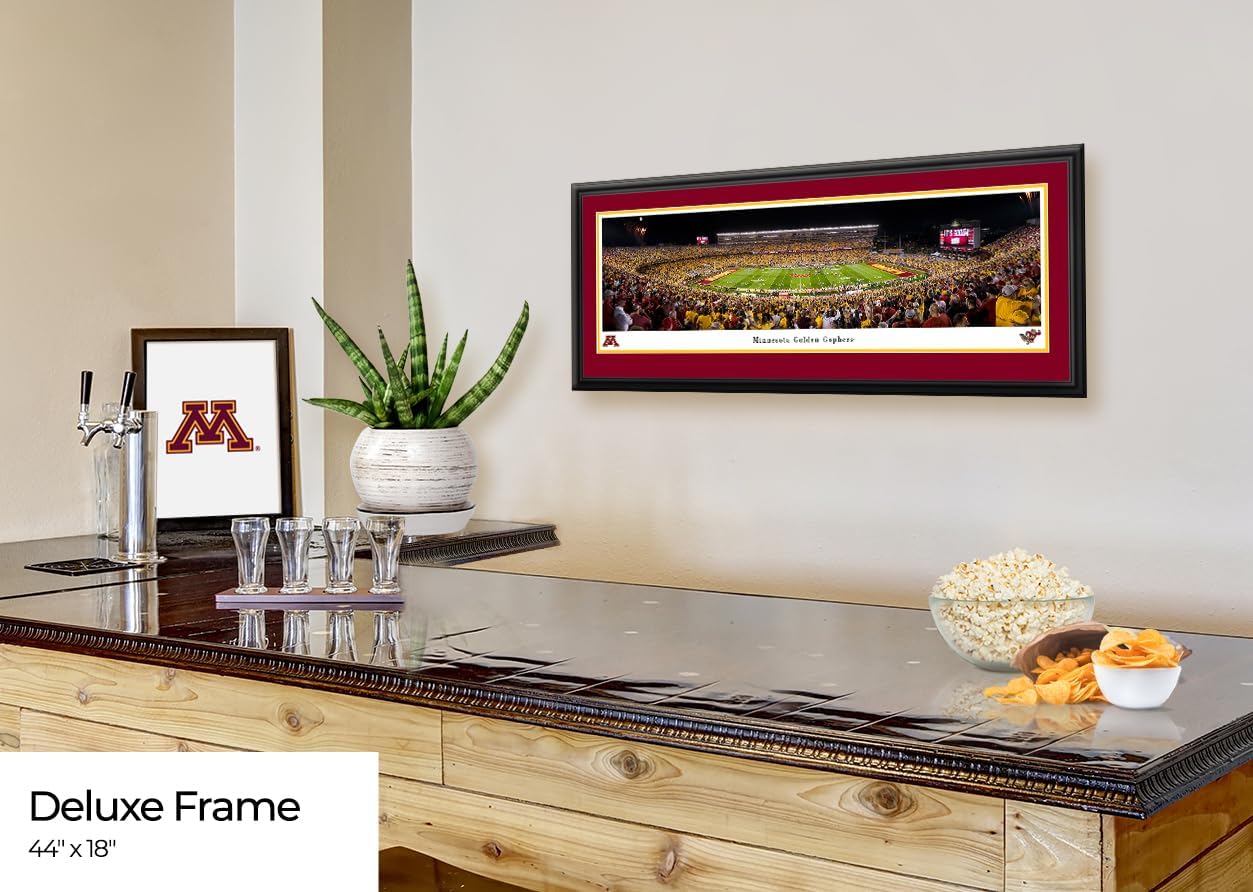 Minnesota Gophers Football - 44x18-inch Double Mat, Deluxe Framed Picture by Blakeway Panoramas
