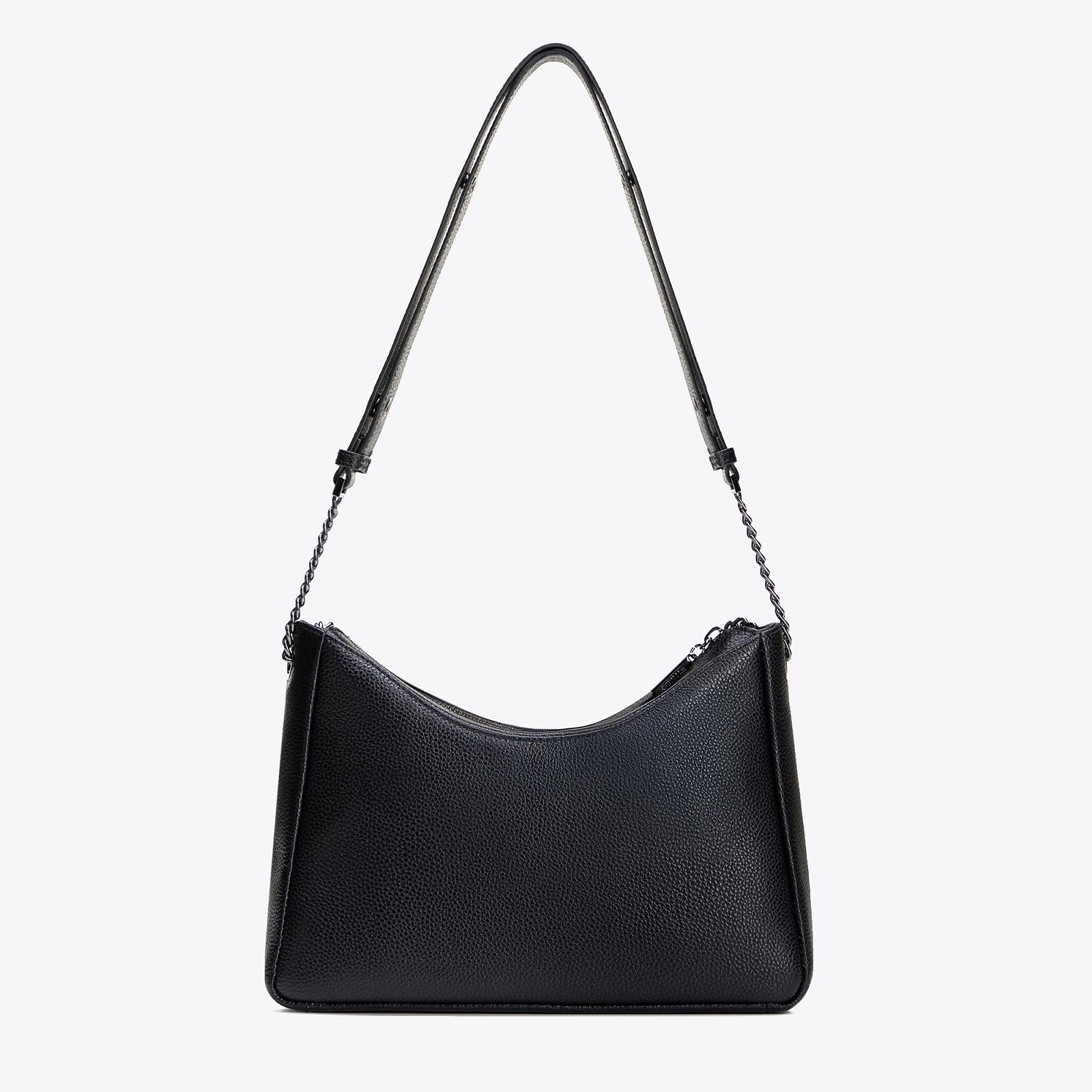 WITTCHEN Torebka damska typu bagietka | Elegancka torebka ze skóry naturalnej | Torebka na ramię z łańcuszkiem | Zapięcie na zamek błyskawiczny | 25–28 × 15–21 × 5–10 cm
