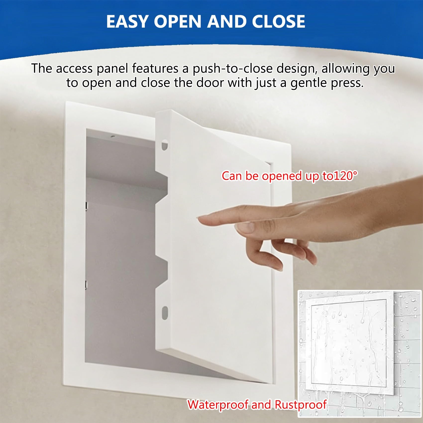 Botola di Accesso al Soffitto Bianca, Piastra per Fori in Cartongesso | Sportello Ispezione Sportello di Accesso Idraulico per Doccia, Idrorepellente, Apertura a Pressione(80x65cm/31x26in)