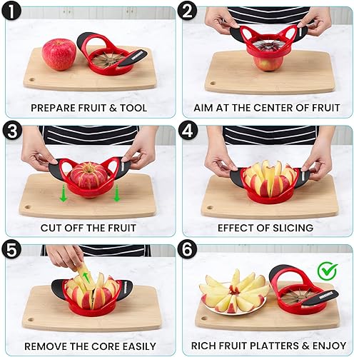 Miniatura 4 de Cortador de manzana grande de 4.72 pulgadas con 12 cuchillas, cortador profesional de manzana, descorazonador de manzana de acero inoxidable,