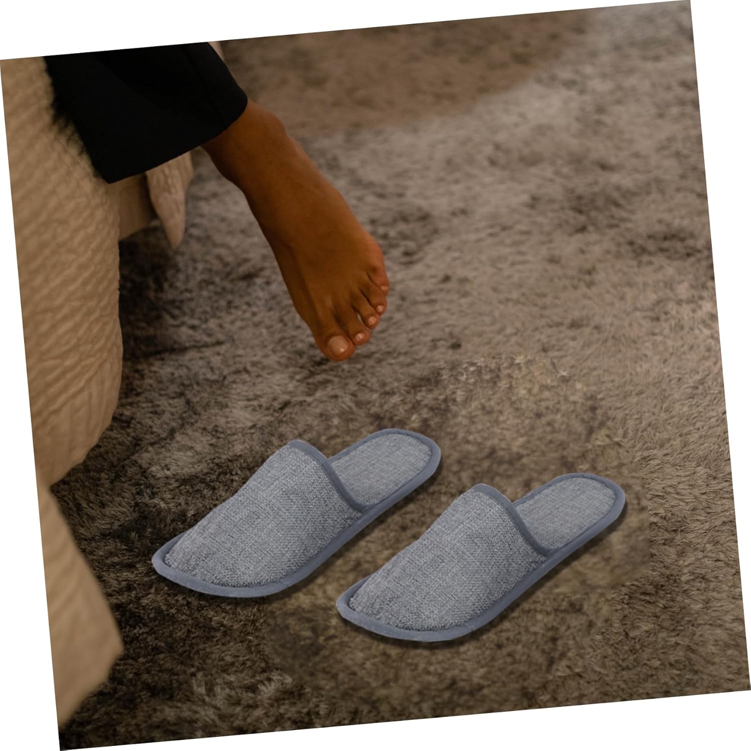 10pairs Double Use Slippers Disposable Cotton Linen Guest Shoes for Hotel Home