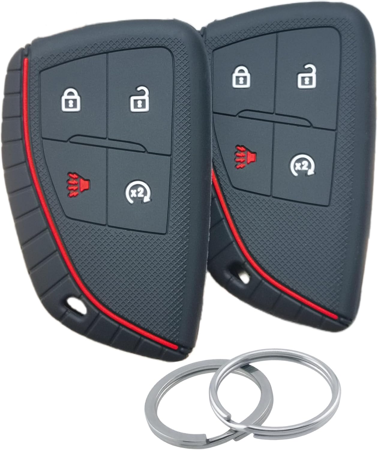 RUNZUIE 2Pcs 4 Buttons Silicone Smart Key Fob for 2023 2024 Chevy Chevrolet Colorado