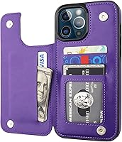 Vista 11 de ONETOP - Funda tipo cartera compatible con iPhone 13 Pro Max con tarjetero, piel sintética, ranuras para tarjetas, doble cierre magnético y funda