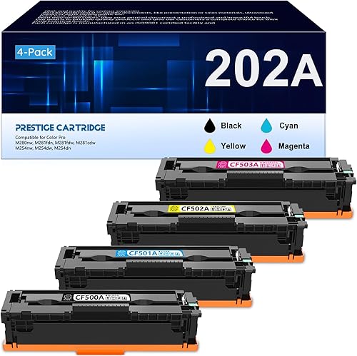 Miniatura 1 de Cartuchos de tóner 202A CF500A CF501A CF502A CF503A (con chip), repuesto para HP 201A Color Pro M254dw M254dn M254nw Color Pro MFP 281fdw M281cdw