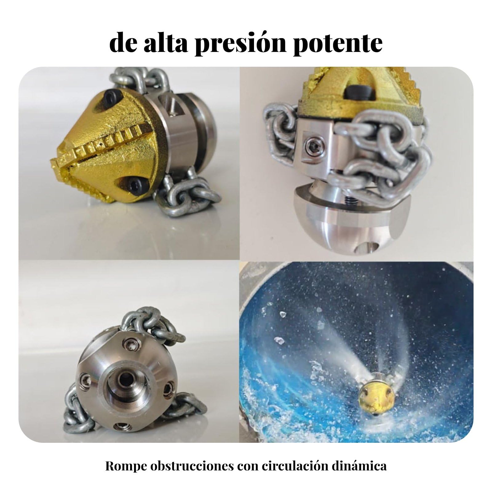 perfeclan Industrial de Alcantarillado de Alta Presión Rotativa Cabezal con Giratorias Elimina Incrustaciones y Grasa Adecuada para Operadores de Mantenimiento y de Servicios, 0.8KG 3/8 Rosca