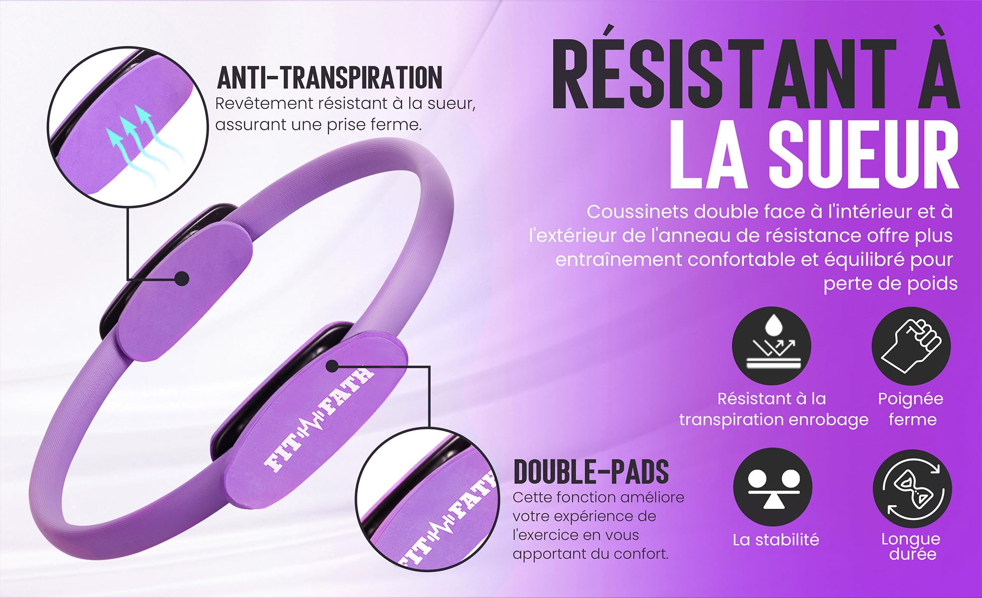 Anneau Pilates Cercle Accessoire Yoga Bande Résistance Fitness Sport Musculation Santé