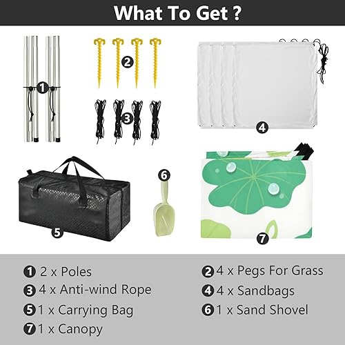 Miniatura 4 de Tienda de campaña de playa con diseño colorido de hojas de verano, UPF50, toldo ligero para exteriores con bolsillos de arena para viajes de