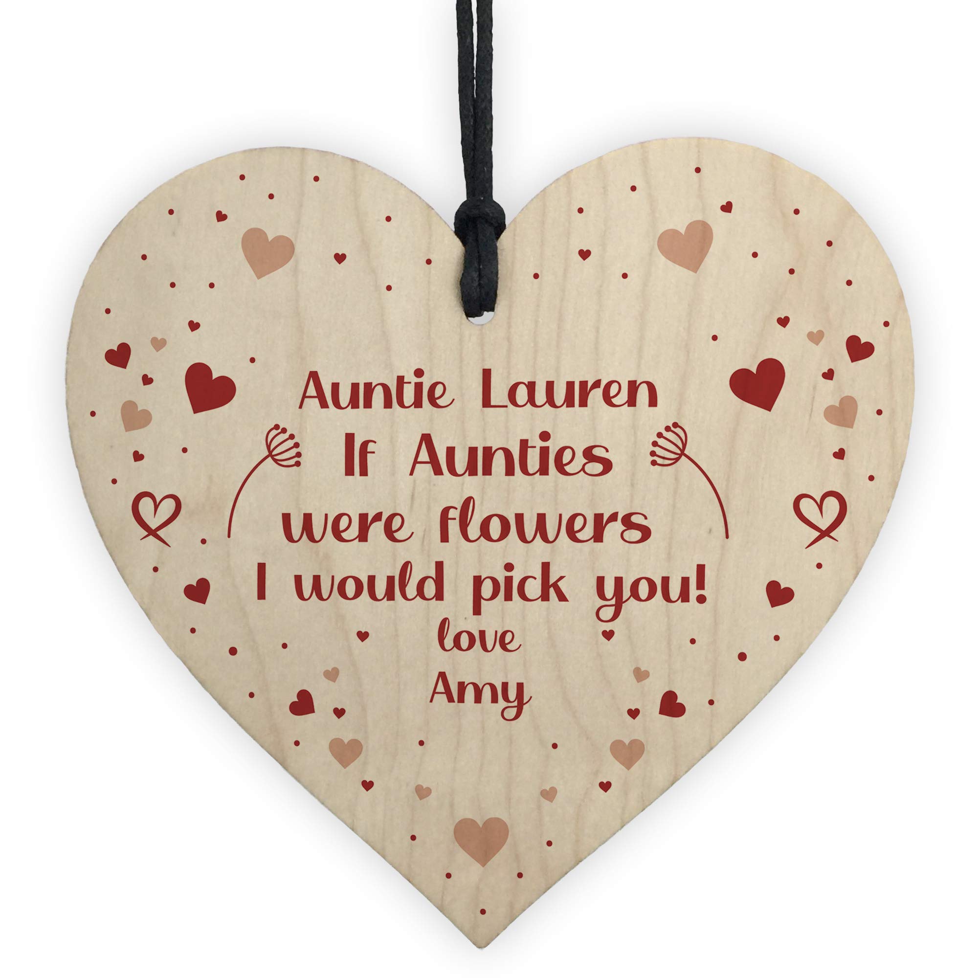 PERSONALISED Gift For Auntie Birthday Christmas Wood Heart Novelty Thank You Gift