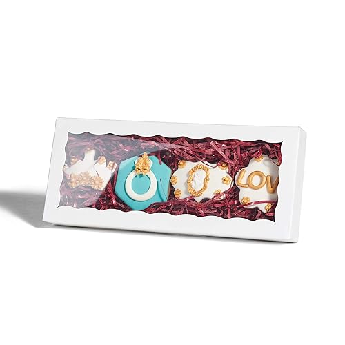 4 cajas de galletas blancas de primera calidad de 12 x 5 x 1.5 pulgadas, mini cajas de fresa, caja de panadería para juegos de regalo de galletas