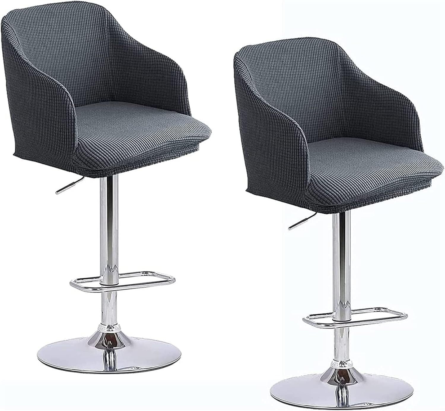 Set of 2/4/6/1 Curved Bar Stool Slipcovers with Backs and Arms, Stretch Swivel High Chair Protector for Counter Kitchen Dining Room Pub Stool Cover(H1,2PCS)