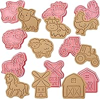 QUDYNZAL 8PCS Farm Animal Cookie Cutters with Plunger Stamps - 3D Embossing Set for Cookies, Fondant, Cupcakes & Pastries