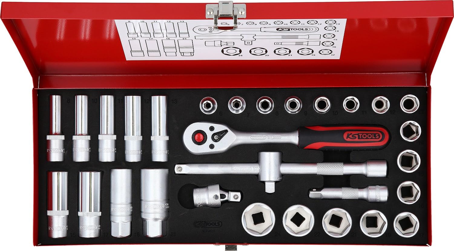 KS Tools 917.4031 - Pack de 30 piezas con llaves de vaso hexagonal Classic (tamaño: 3/8")