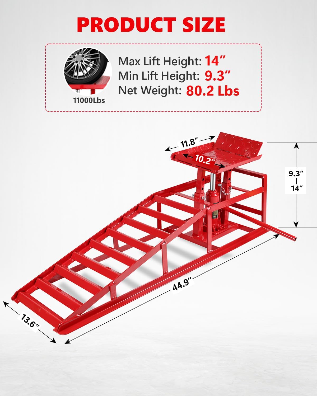 Hydraulic Car Ramps, 5T 11000lbs Low Pro-File Car Lift Service Ramps, Heavy Duty Steel Hydraulic Vehicle Ramps for Car Truck Trailer Garage Repair - 2 Pack