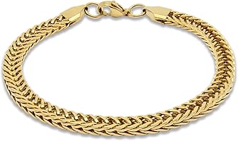 Baronyka Handmade Gold Bracelet for Men, Stainless Steel Link Chain Bracelet, 8" with Lobster Clasp, Waterproof Gold...