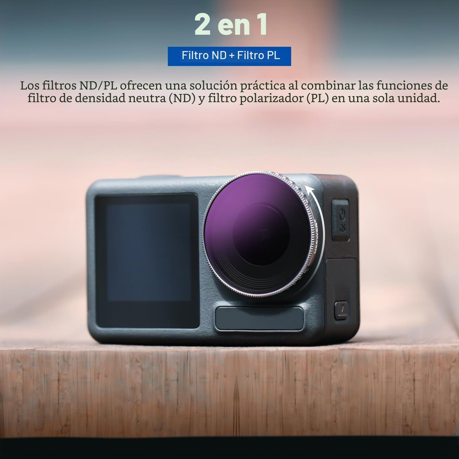 NEEWER Set de filtros ND compatibles con dji Osmo Action 5 PRO/Action 4, Paquete de 4 ND8/PL ND16/PL ND32/PL ND64/PL ND/CPL, Kit de filtros Accesorios de cámara de acción, óptica HD