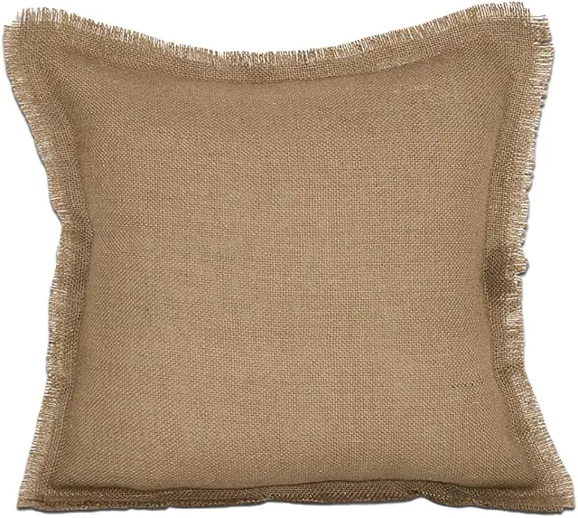 Funda de cojín de yute beige con flecos a mano (40x40 cm) - Cieffepi Home Collections