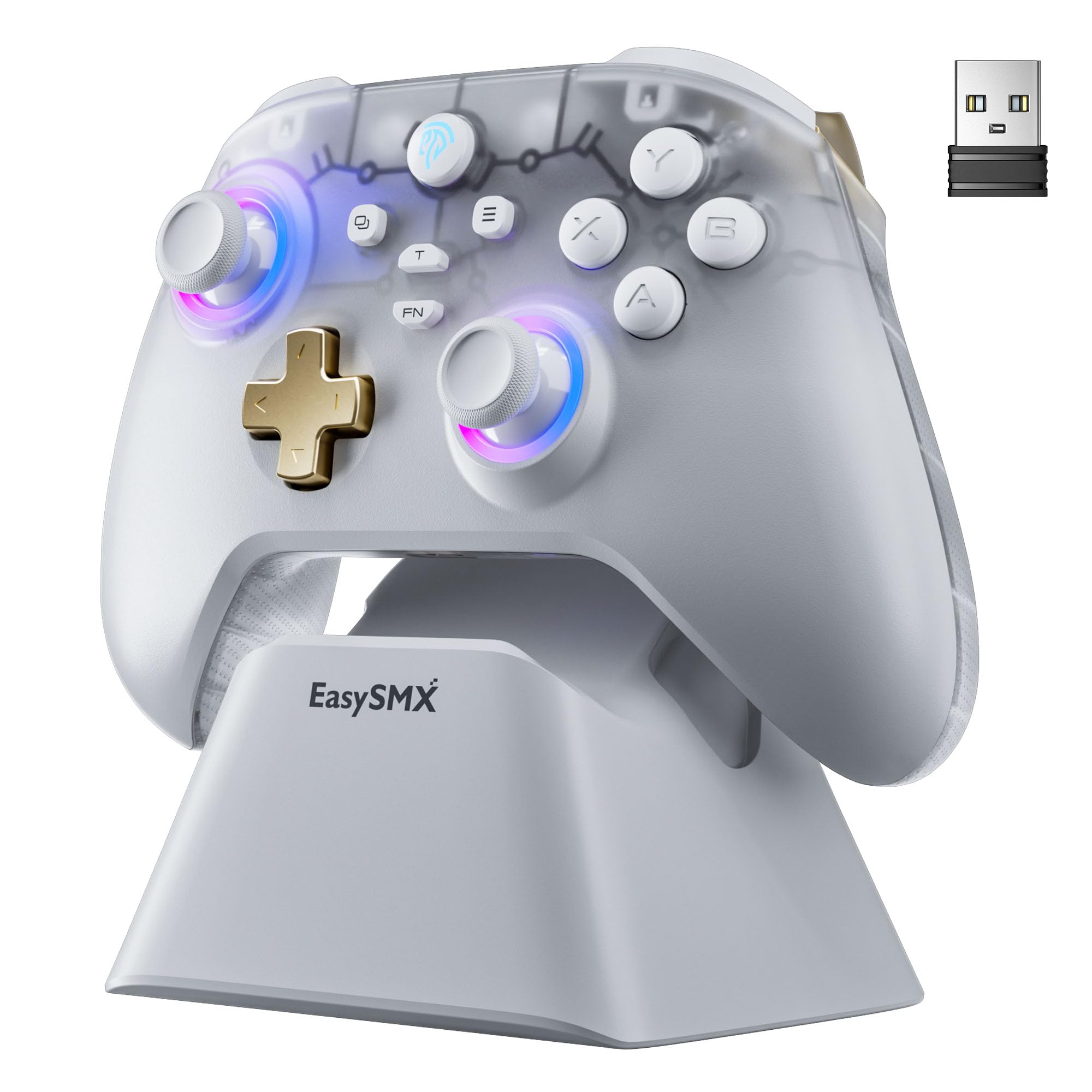 Amazon.co.jp: EasySMX D05 PC コントローラー、充電ドック、RGBバック